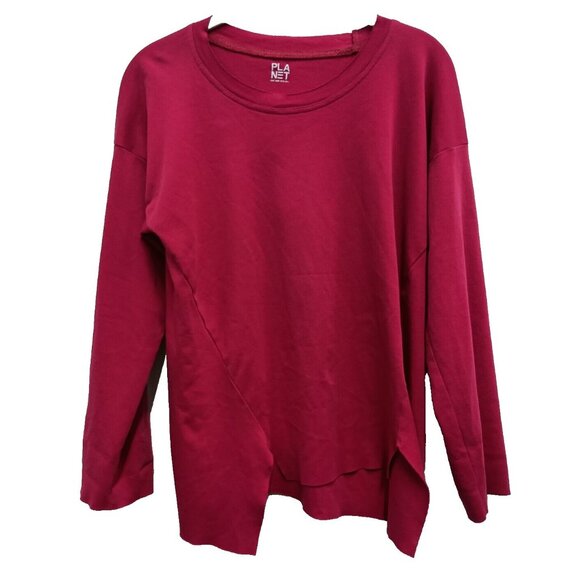 Planet Lauren G  Womens Top One Size Red Asymmetrical Long Sleeve Minimalist - Picture 1 of 8